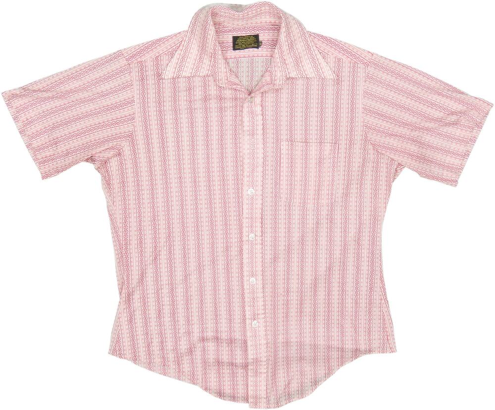 80s Vintage Sears Men's Store Striped Knit Hippie Boho Disco Work Dress Shirt